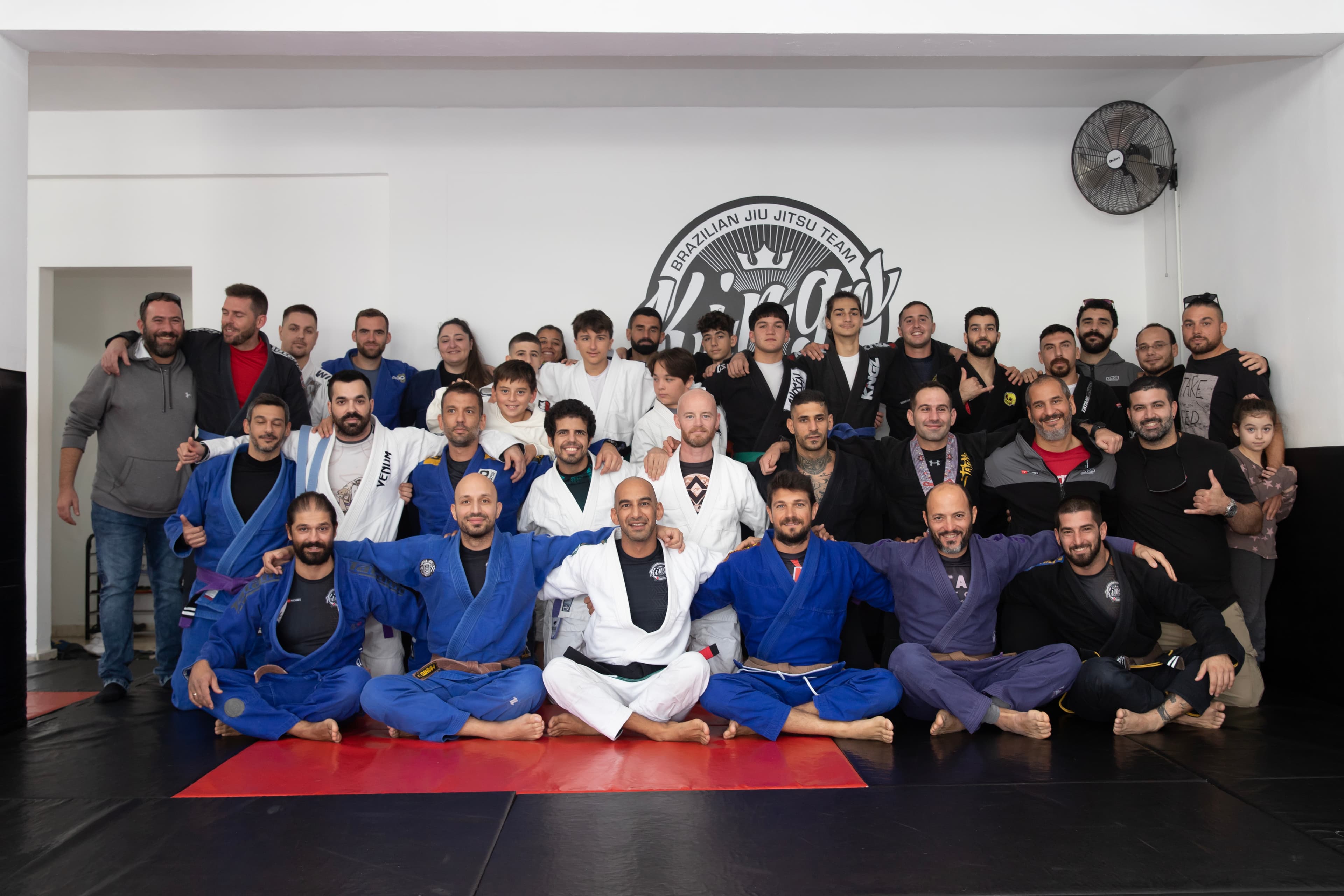 United by passion: our BJJ team at our academy in Cyprus standing together, representing the heart of BJJ in Cyprus.